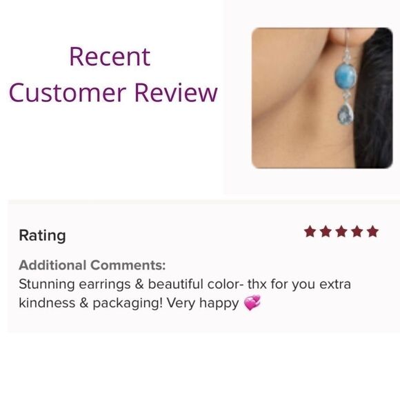 New Genuine Larimar / Blue Topaz / 925 Sterling Silver Earrings Larimar Earrings - Picture 7 of 10